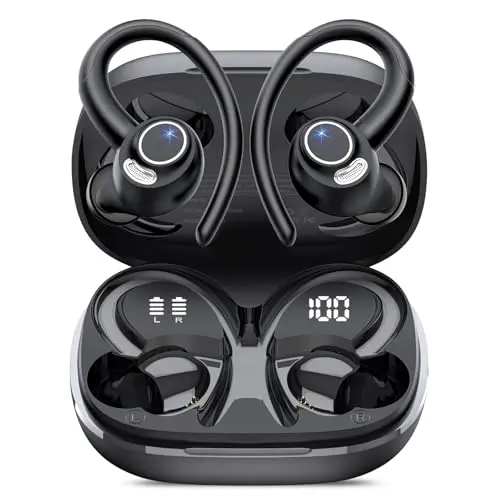 JESEBANG Bluetooth 5.4 earbuds with earhooks and LED display
