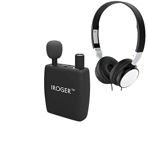 IROGER rechargeable hearing amplifier with headphones and directional microphone