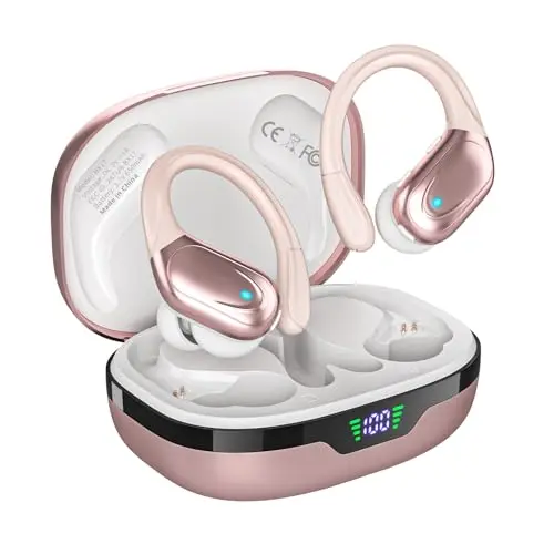 HAOYUYAN sports wireless earbuds with LED display in rose gold