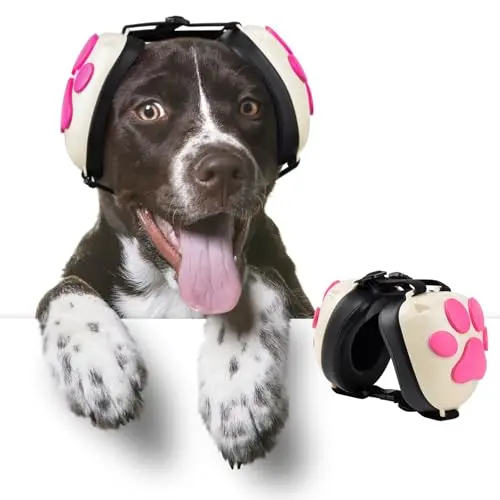 Famikako upgraded dog ear muffs with paw pattern