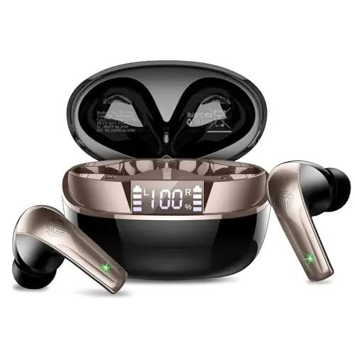 AOSRAU wireless earbuds with 4 ENC noise cancelling microphones and sleek stem design