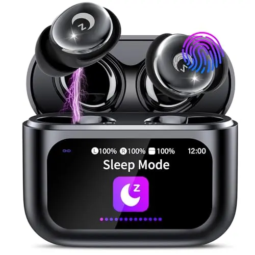 VEKJ L8 Pro sleep earbuds with touch screen charging case
